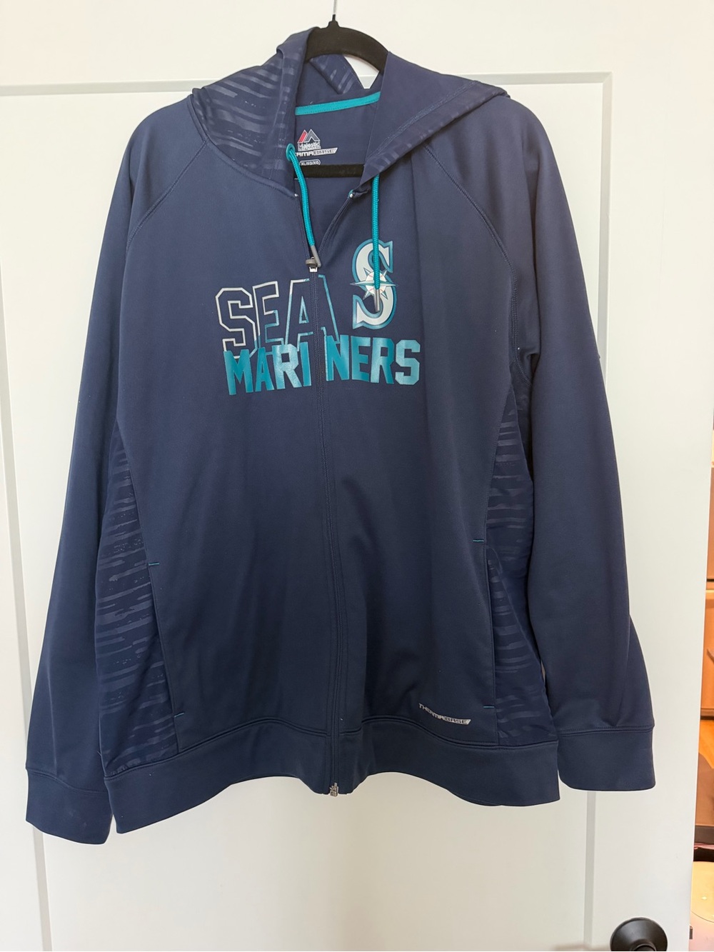 Majestic Navy Hoodie with Teal Logo Accents